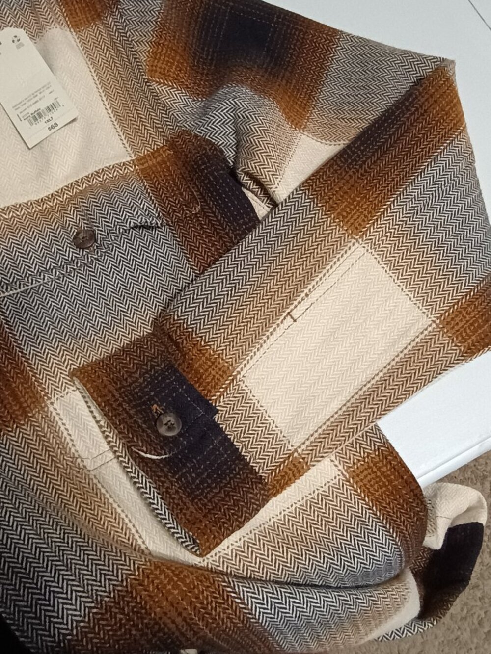 NWT Mutual Weave Big & Tall Ivory Buffalo Plaid Cotton Shacket Shirt Jacket 1XLT - Picture 10 of 10